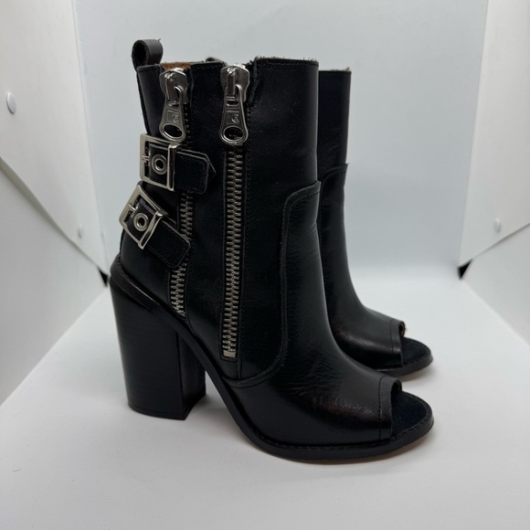 Made in Spain Sixtyseven black leather boots block  heels size 36 - Picture 2 of 11